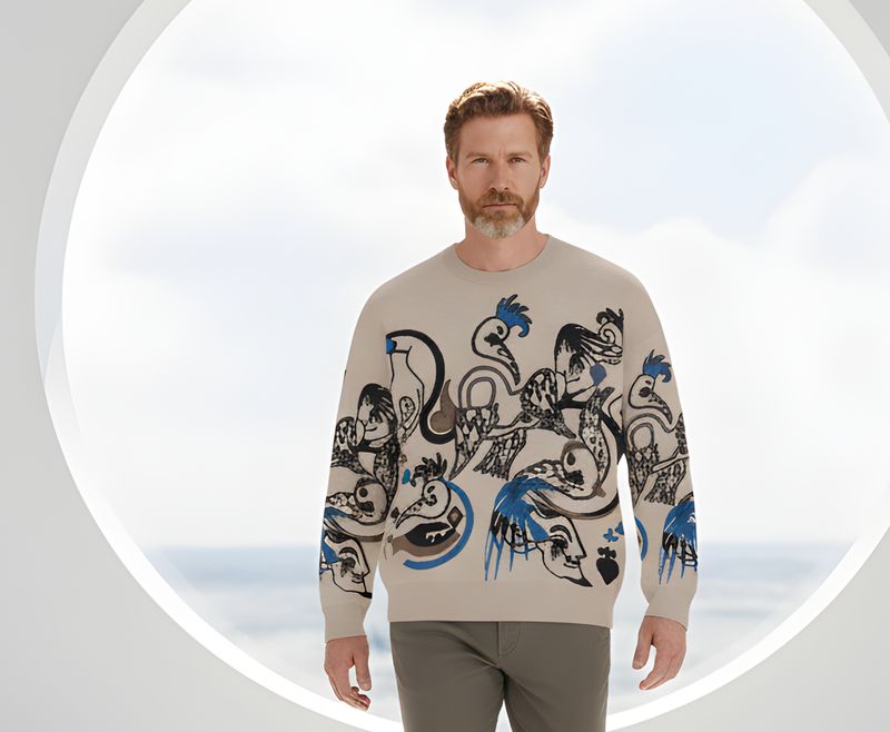 Coconut tatoo, relaxed fit knitted crew neck sweater