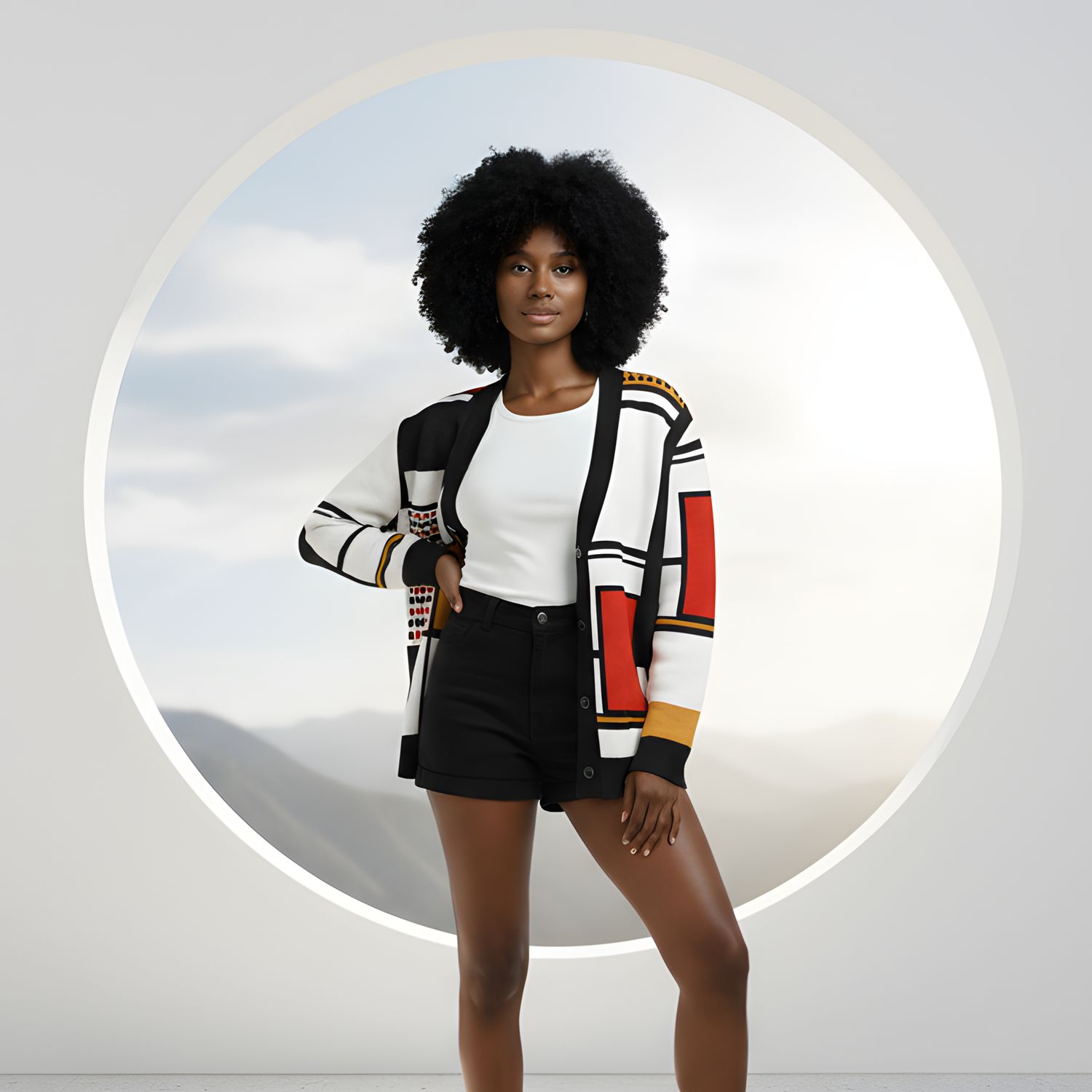 Pop arty, knitted cardigan