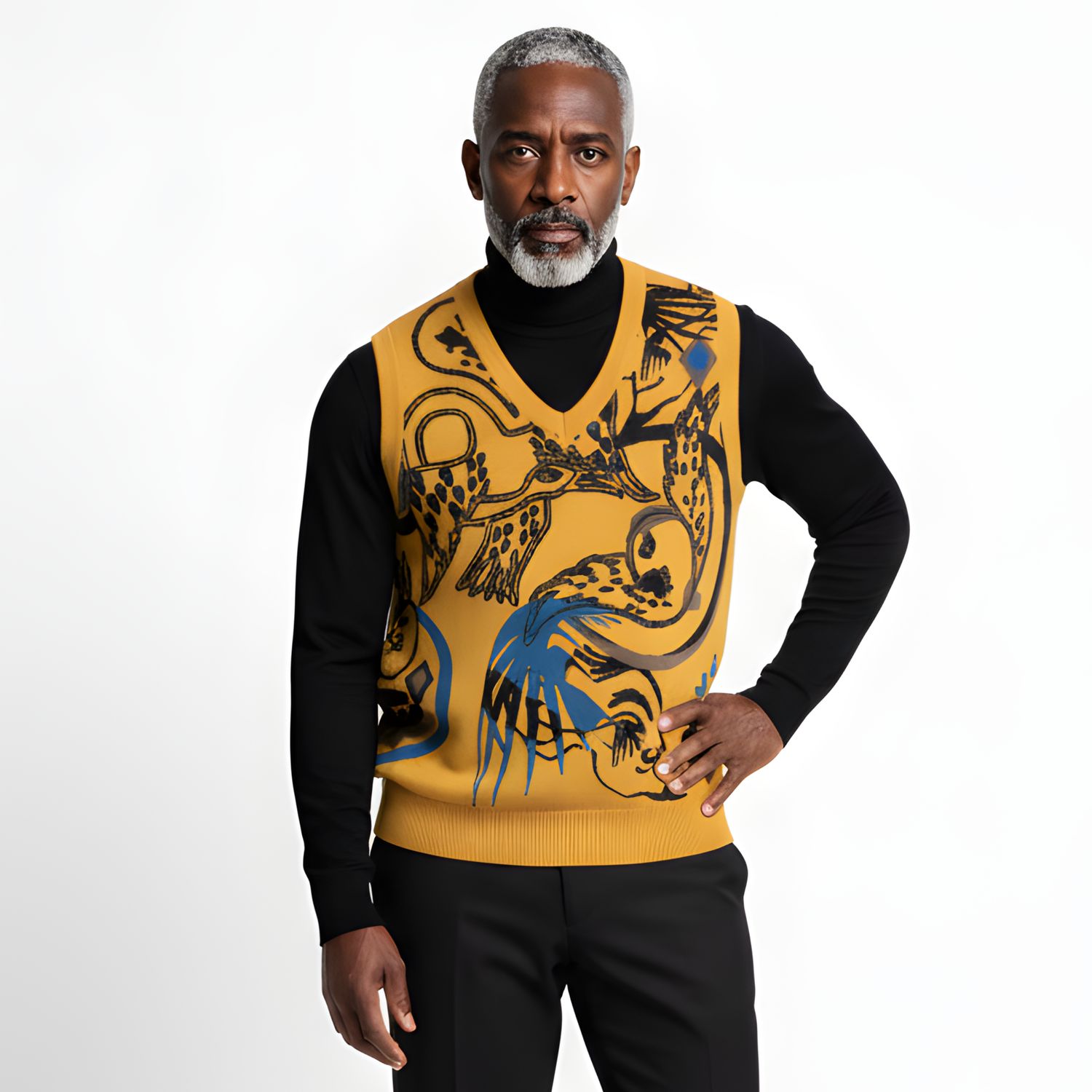 Safran tatoo, knit V-neck vest