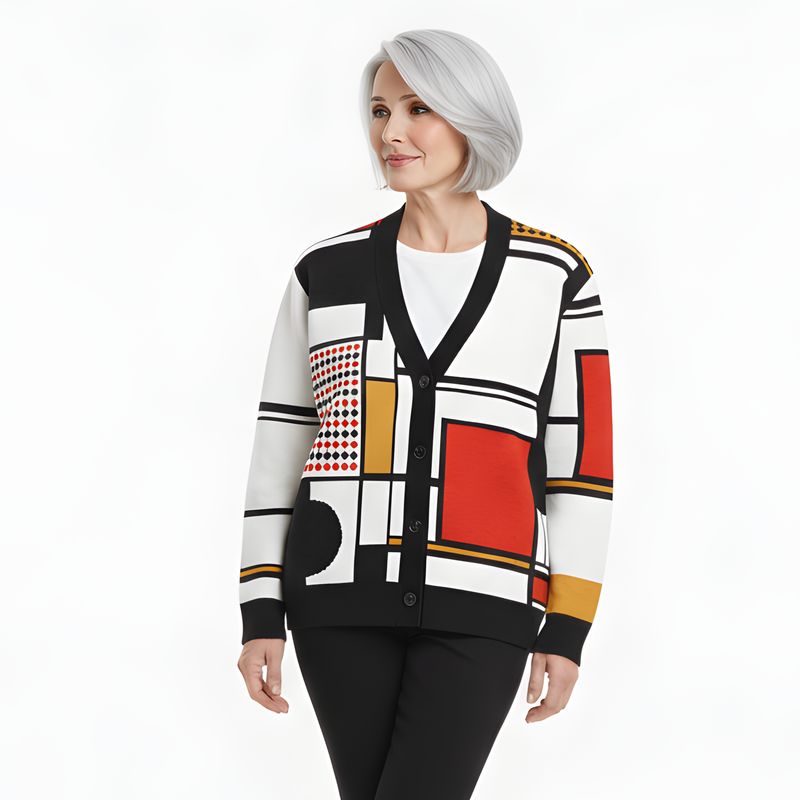 Pop arty, knitted cardigan