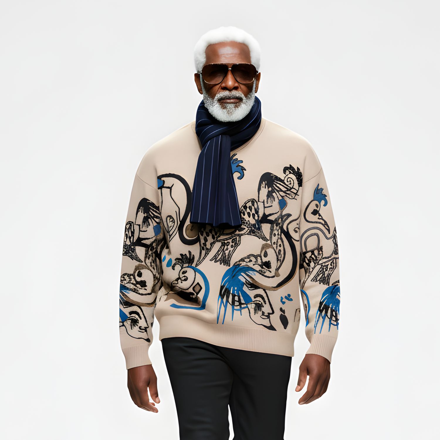 Coconut tatoo, relaxed fit knitted crew neck sweater