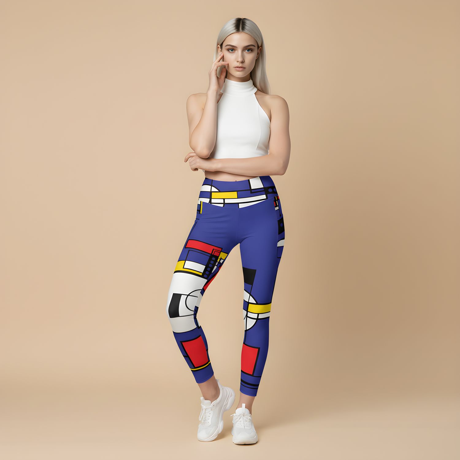 Pop arty, recycled leggings with pockets