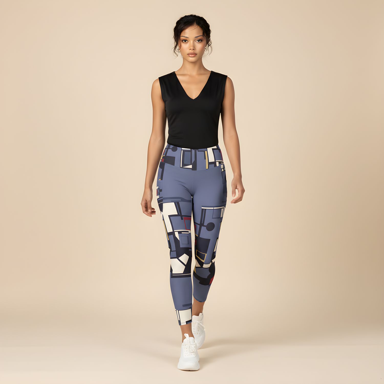 Bauhaus blue by our house, recycled leggings with pockets