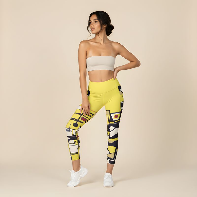 Bauhaus yellow by our house, recycled leggings with pockets