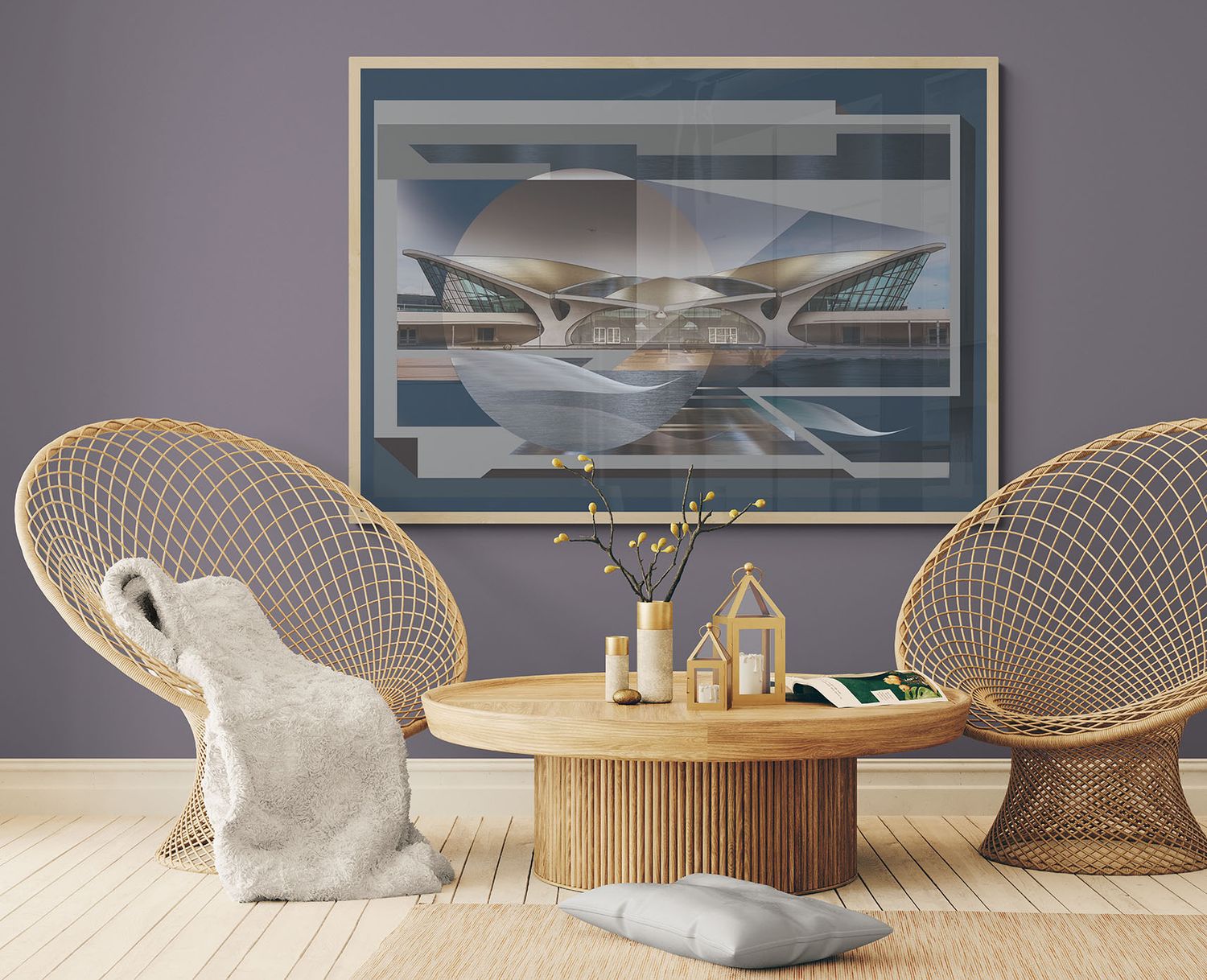 TWA airport terminal, framed poster 50x70 cm