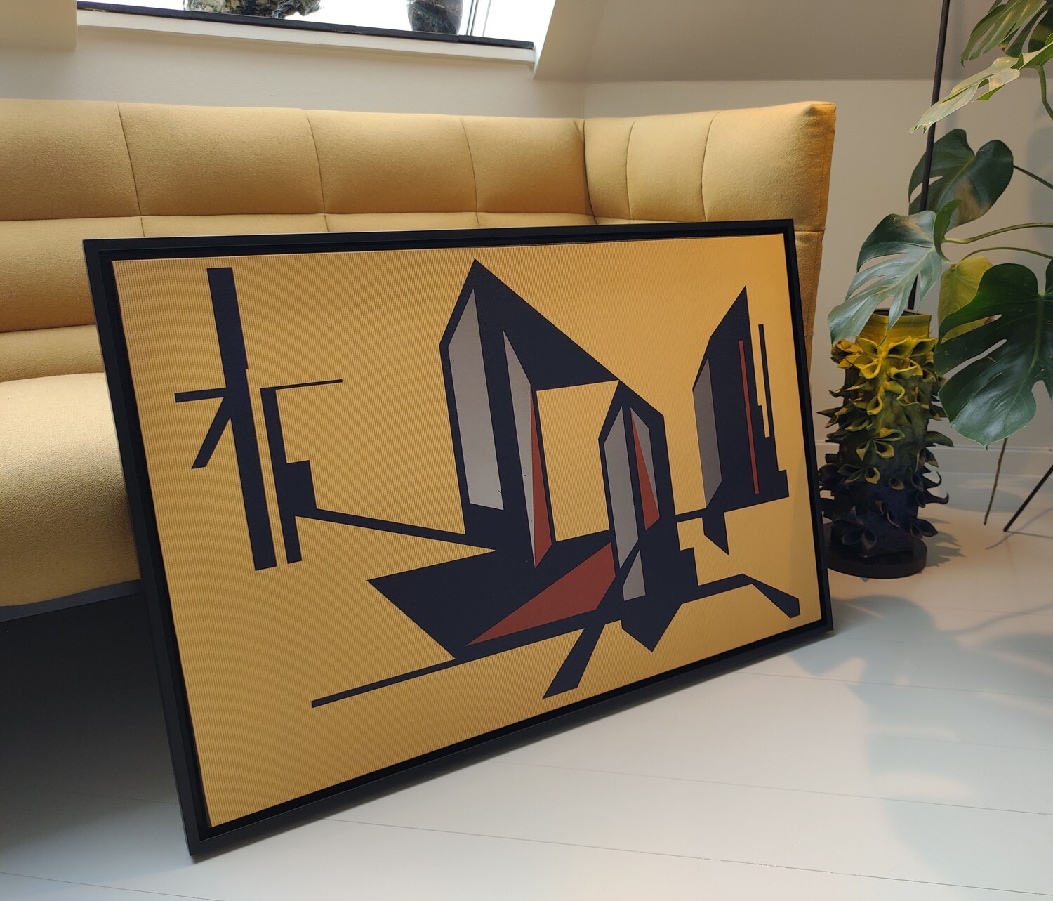 Taktil bebygget komposition, framed poster 50x70 cm / 61x91 cm