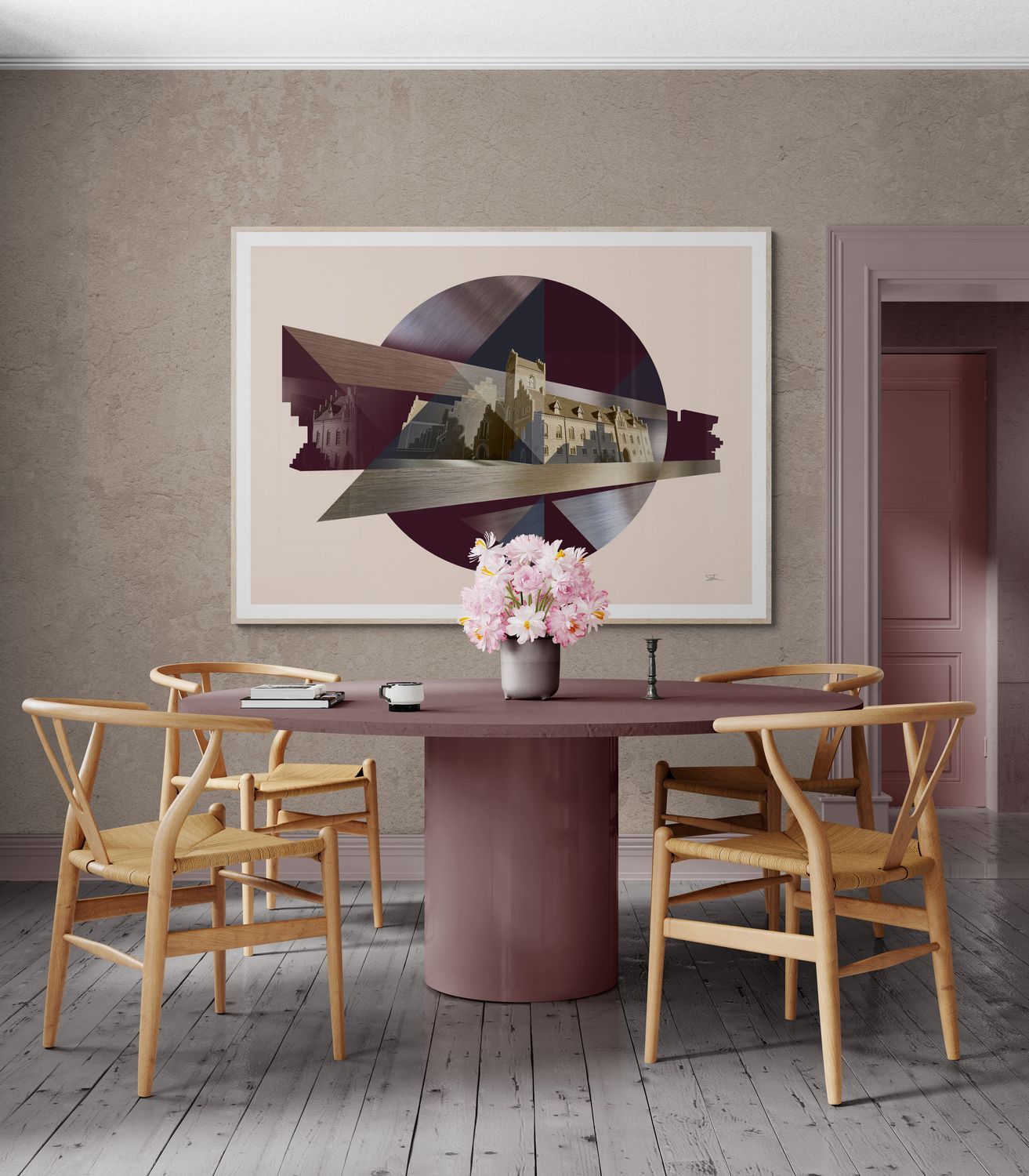 "Udsigt fra Rektorboligen", indrammet mat plakat 50x70 cm.  Dette værk trykkes kun i 20 indrammede eksemplarer.