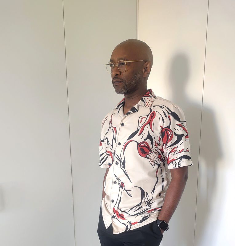 Dancing cranes, unisex button shirt