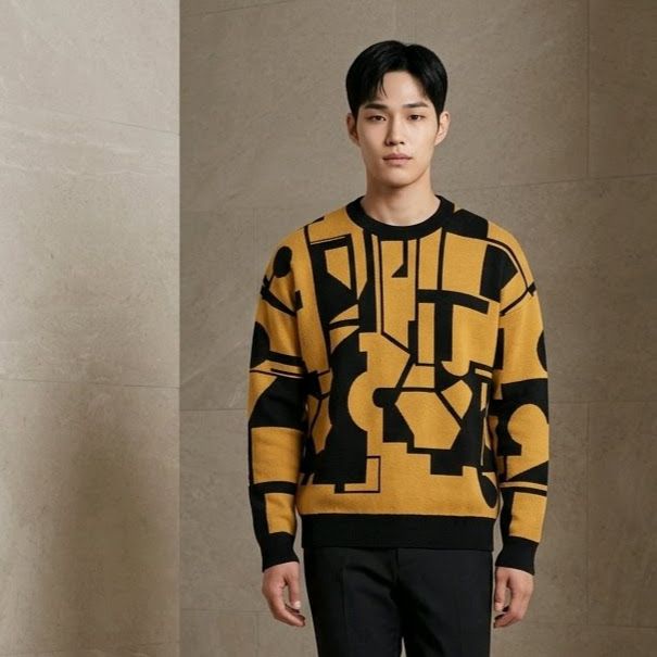 Bumblebee, relaxed oversized knitted crew neck sweater