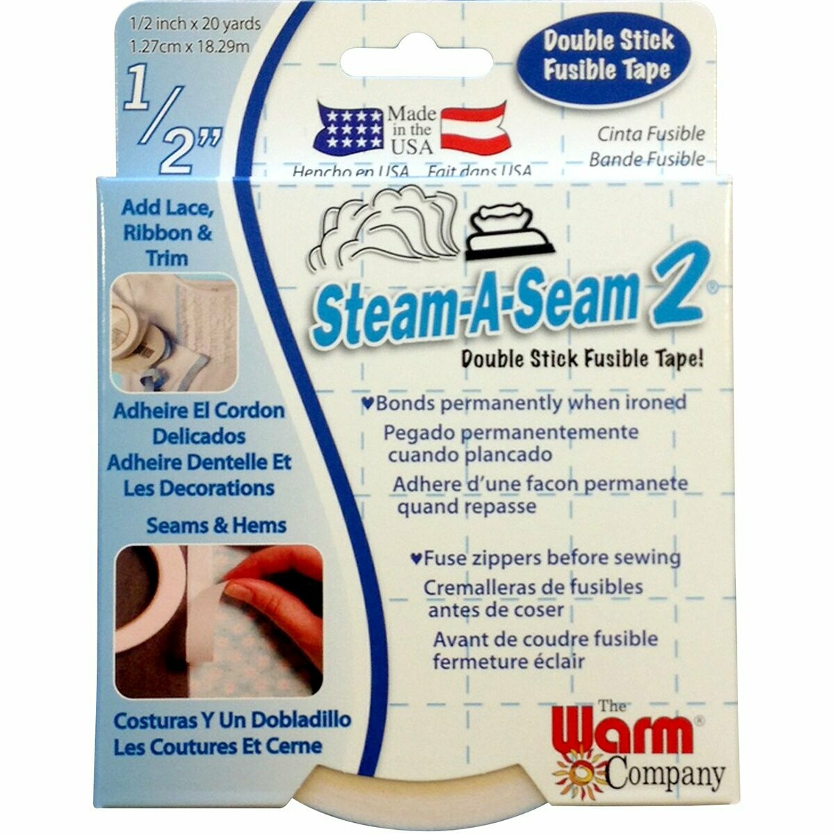 DOUBLE STICK FUSIBLE TAPE ( 1/2&quot; X 20 YDS) STEAM-A-STEAM 2 | The Warm Company