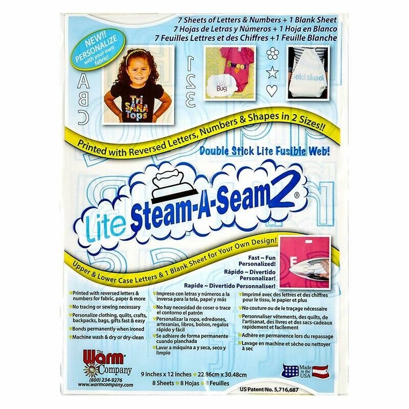 7 SHEETS OF LETTERS &amp; NUMBERS + 1 BLANK SHEET ( LITE STEAM-A-SEAM 2) | The Warm Company