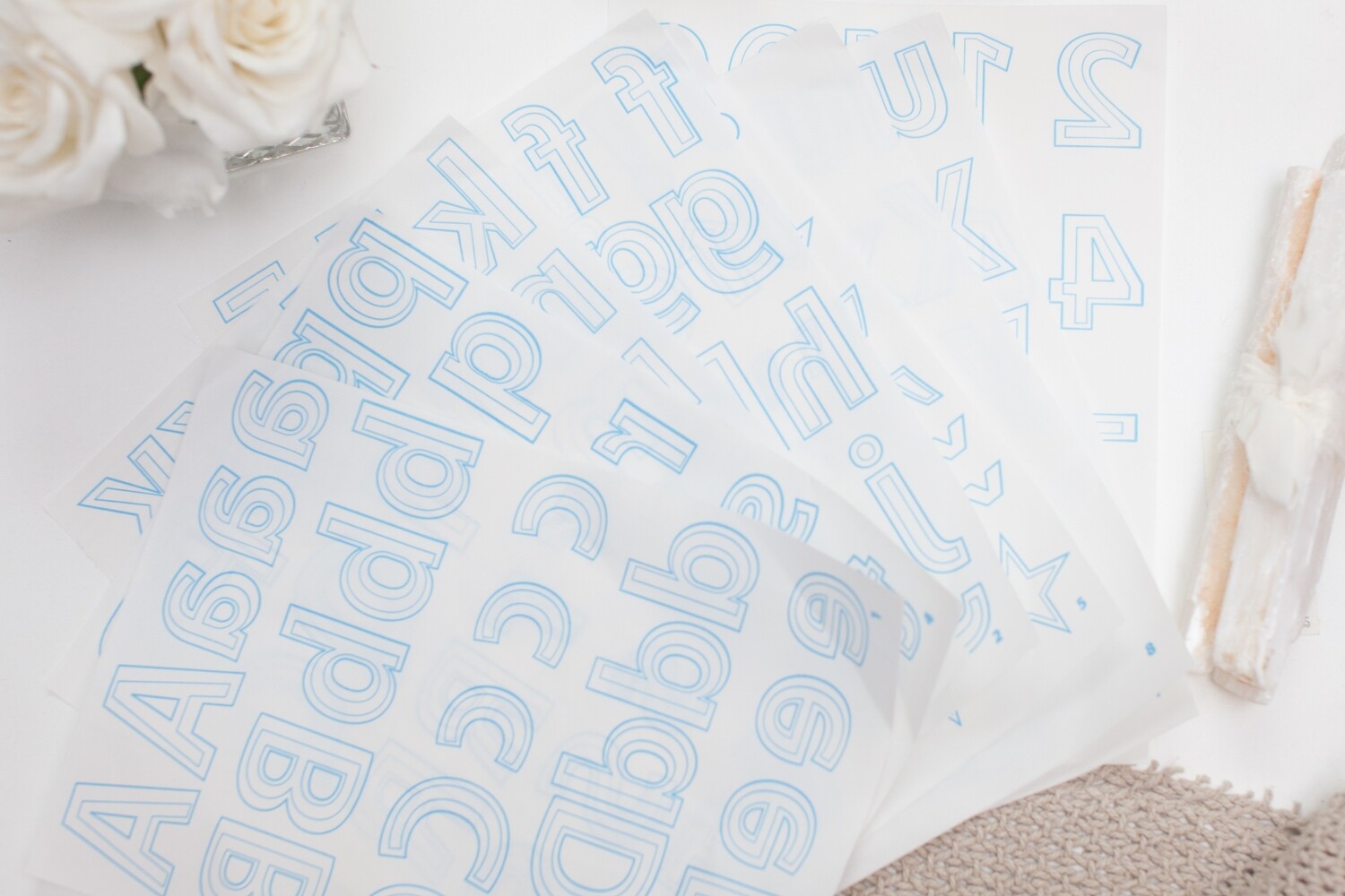 7 SHEETS OF LETTERS &amp; NUMBERS + 1 BLANK SHEET ( LITE STEAM-A-SEAM 2) | The Warm Company