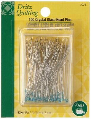 CRYSTAL GLASS HEAD PINS ( 100 PC ) 1 7/8" | Dritz
