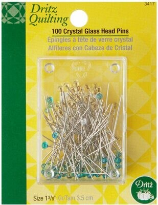 CRYSTAL GLASS HEAD PINS (100 PC) 1 3/8" | Dritz
