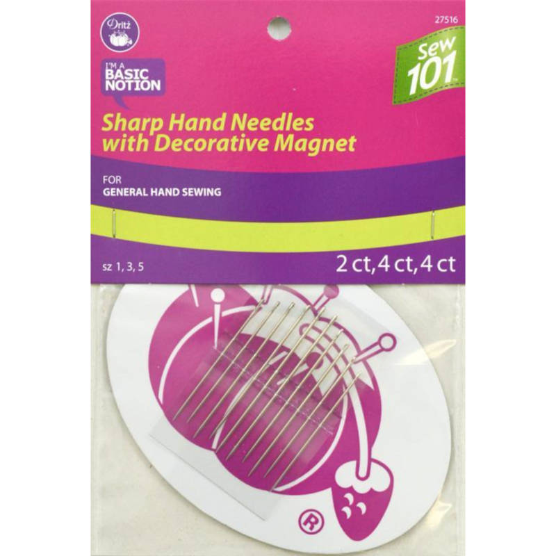 SHARP HAND NEEDLES W/ DECORATIVE MAGNET (10 pc) Size 1,3 &amp; 5 | Dritz