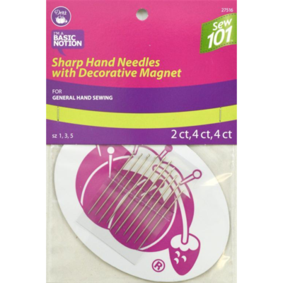 SHARP HAND NEEDLES W/ DECORATIVE MAGNET (10 pc) Size 1,3 & 5 | Dritz