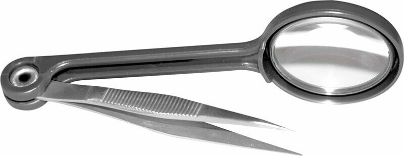 TWEEZERS WITH MAGNIFIER