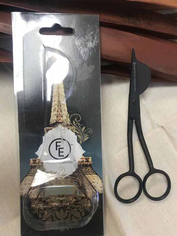 DUCKBILL EXTRA FINE POINT 6&quot; BLACK GRAPHITE DOUBLE POINT APPLIQUE SERRATED SCISSORS | French European