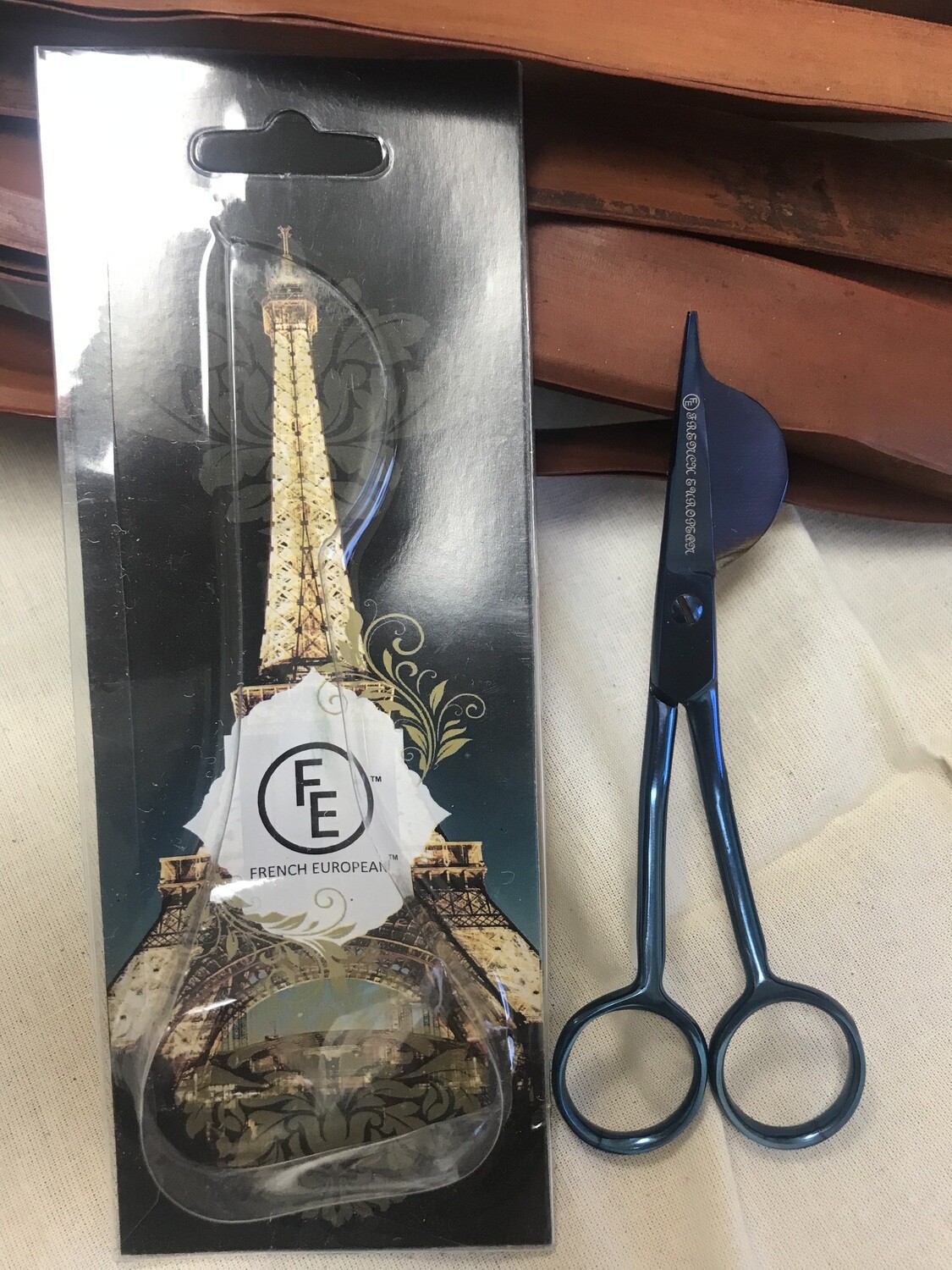 DUCKBILL EXTRA FINE POINT 6&quot; BLUE TUNGSTEN METAL DOUBLE POINT APPLIQUE SERRATED SCISSORS | French European