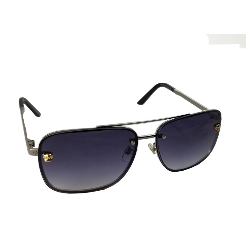 Cartier Panthère de sunglasses Metal, black finish, silver-colored gray mirror lenses
