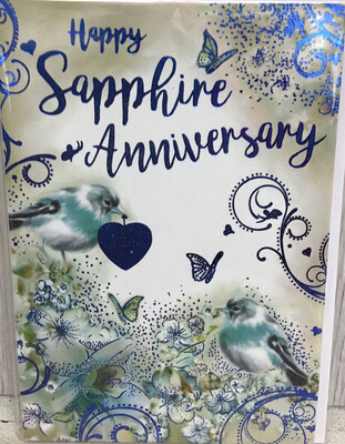 Sapphire Wedding Anniversary Flowers Candle And Card