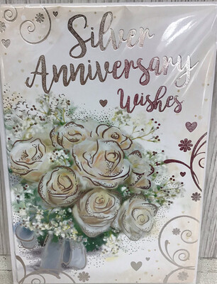 Silver Wedding Anniversary Flowers  And Card