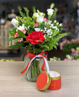 40th Birthday Flowers Candle and card