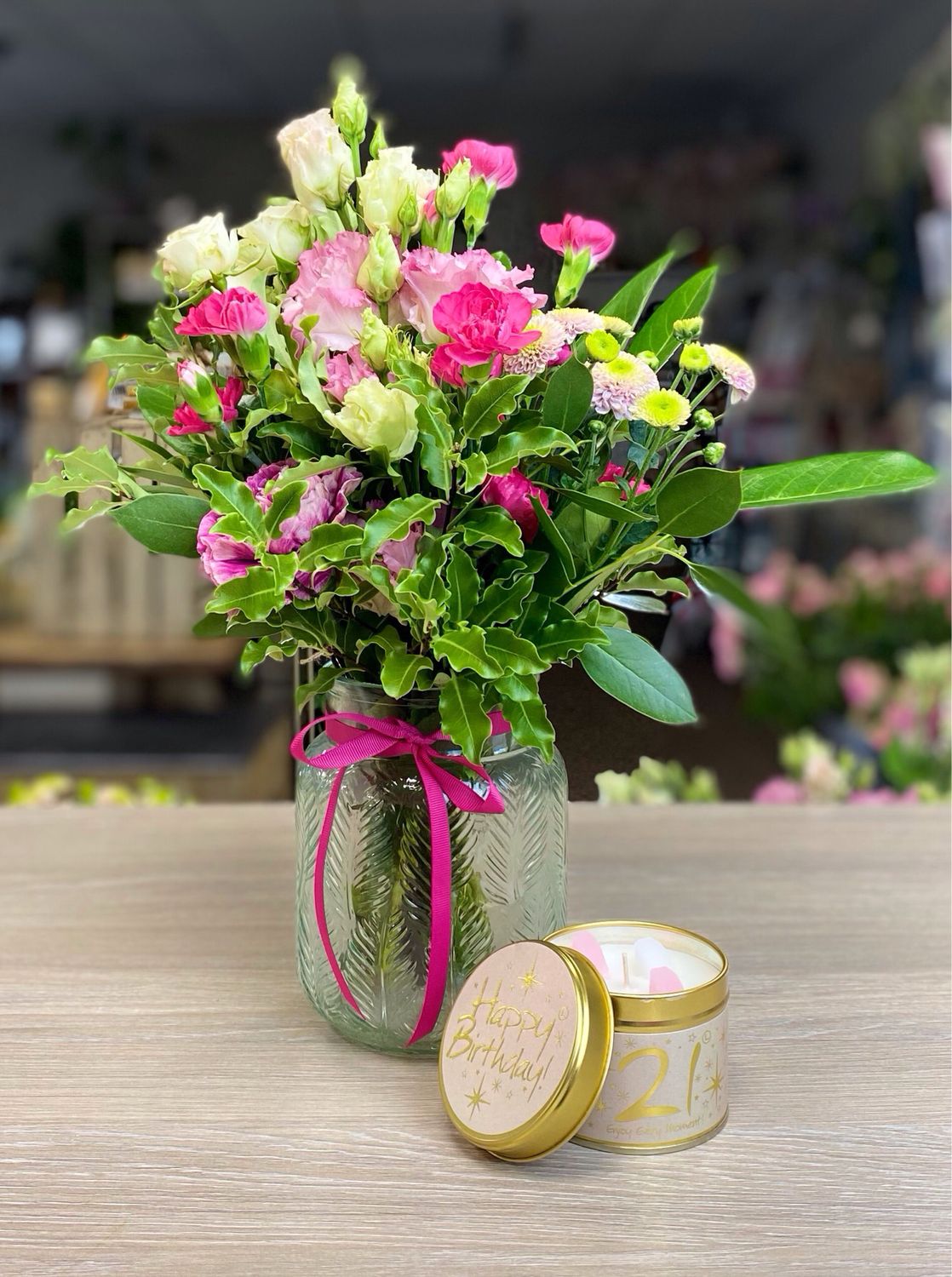 21st Birthday Flowers Candle and Card 21st Birthday Flowers Candle and Card