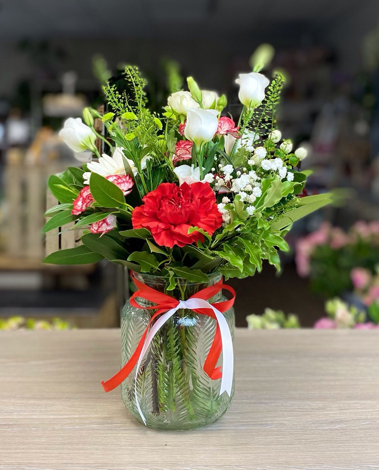 Ruby Wedding  Anniversary Flowers  And Card
