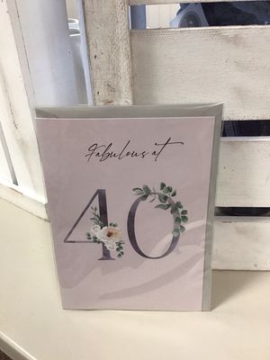 40th Birthday Flowers Candle and card