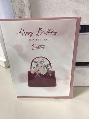 Happy Birthday Sister Flowers Candle And Card