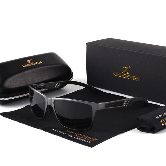 Polarized Aluminium Magnesium Sunglasses for Men, Rectangle Frame
