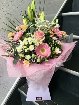 'Pretty pinks, white and creams' Florist Choice Hand-tied bouquet
