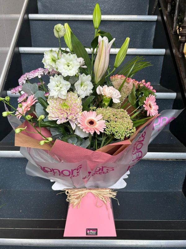 'Pretty pinks and pastels ' Florist Choice Hand-tied bouquet