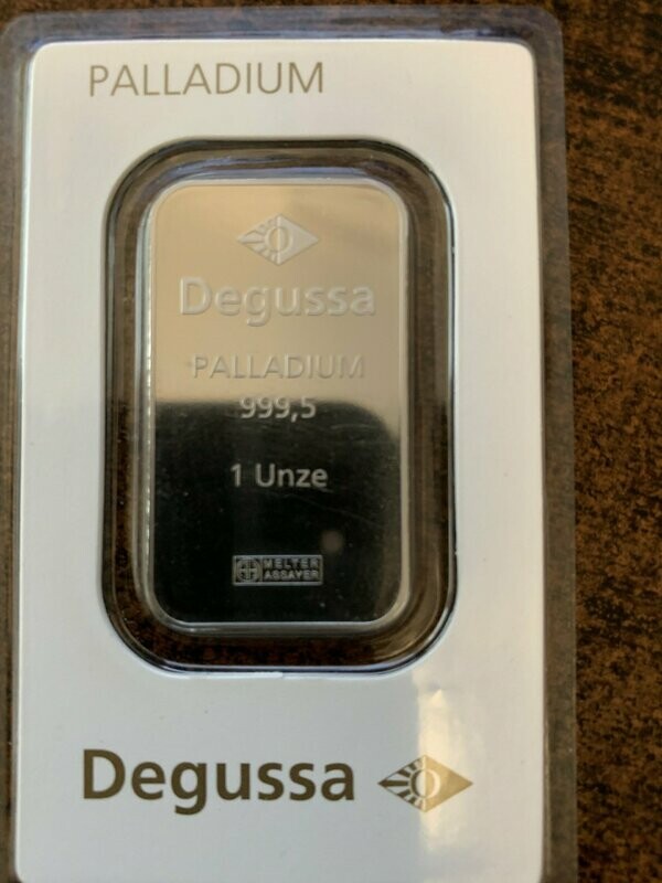 LINGOTE 1 OZ PALADIO PUREZA 999,5 DEGUSSA