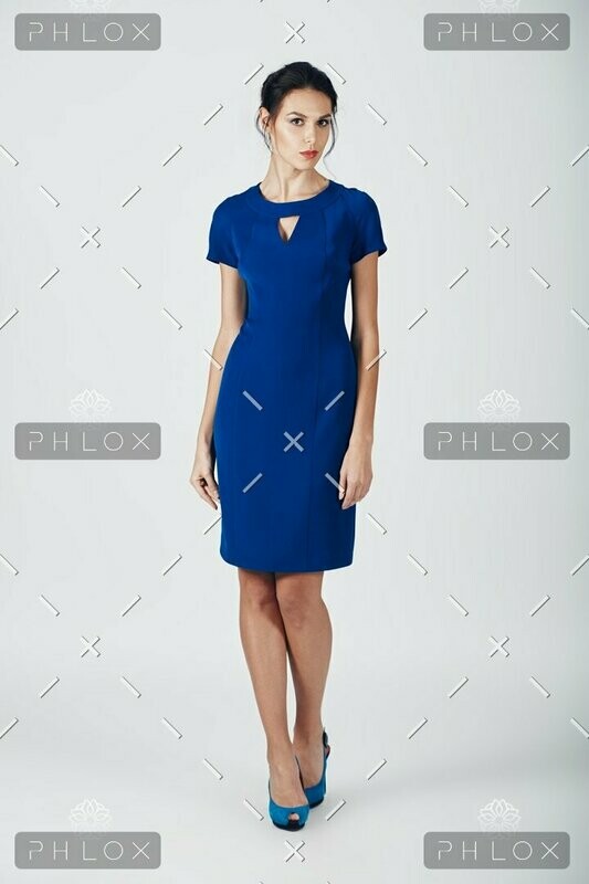 Blue Cap Sleeved Midi Dress