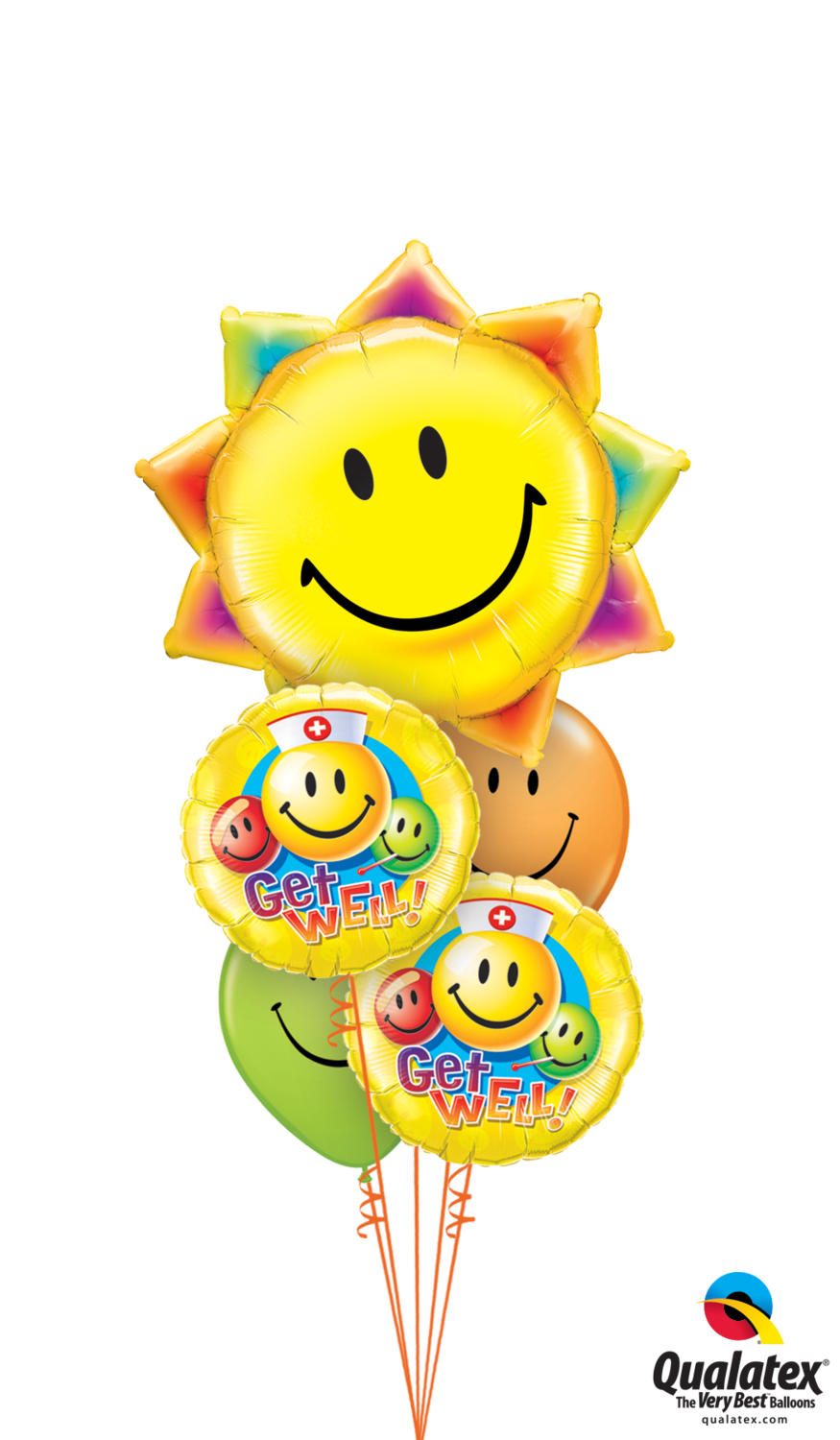 Sunshine Smile Face Get Well Balloon Bouquet
