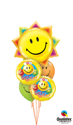 Sunshine Smile Face Get Well Balloon Bouquet