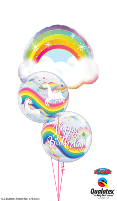 Rainbow Unicorns Happy Birthday Balloon Bouquet
