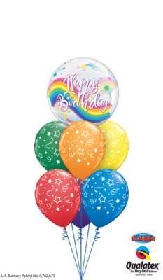 Rainbows &amp; Shooting Stars Happy Birthday Balloon Bouquet