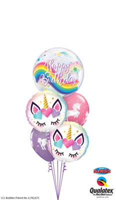 Rainbows Unicorn Happy Birthday Balloon Bouquet