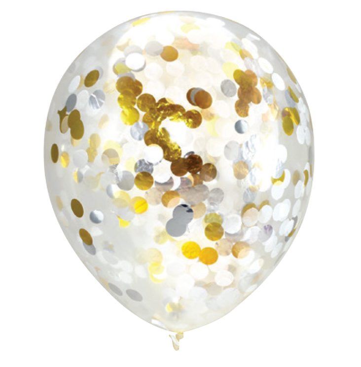 30 cm Confetti Helium Balloon Foil &amp; Silver Pack of 3