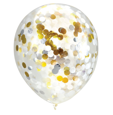 30 cm Confetti Helium Balloon Foil &amp; Silver Pack of 3