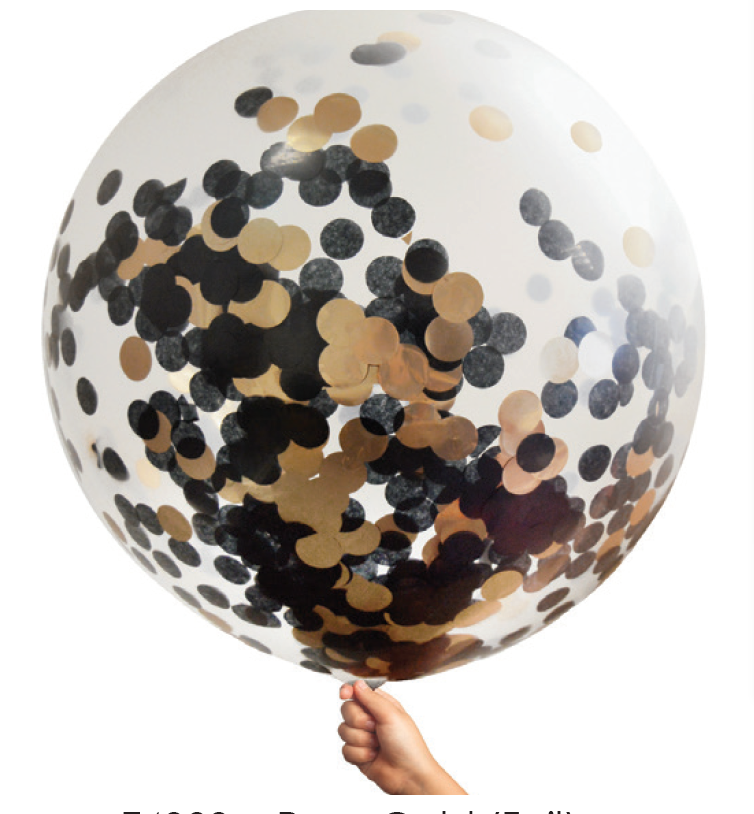 80 cm Confetti Helium Balloon Rose Gold Foil &amp; Black Confetti