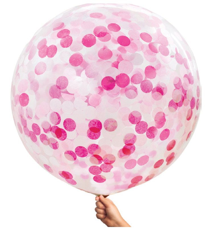 80 cm Confetti Helium Balloon Pink