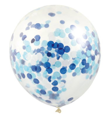 30 cm Confetti Helium Balloon Blue Pack of 3
