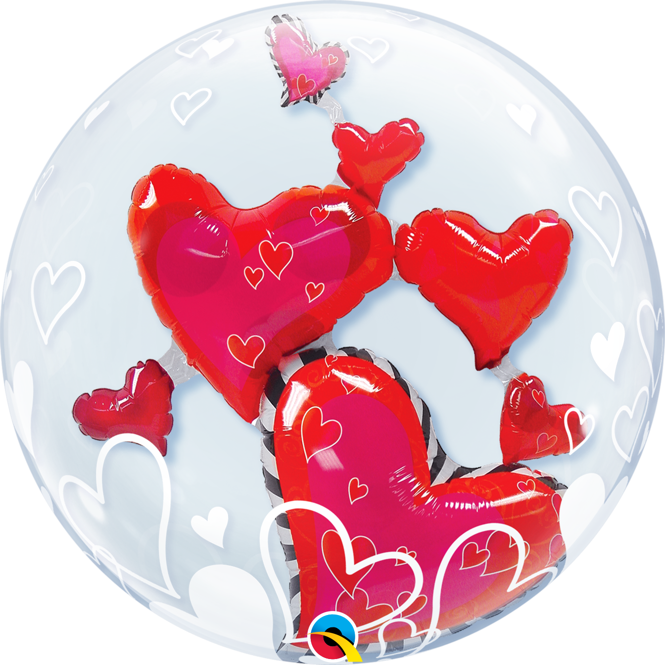 Lovely Floating Heart Double Bubble Balloon *Helium filled*