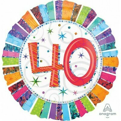18"/45 cm A Radiant Birthday Foil Balloon 40th  *Helium Filled*