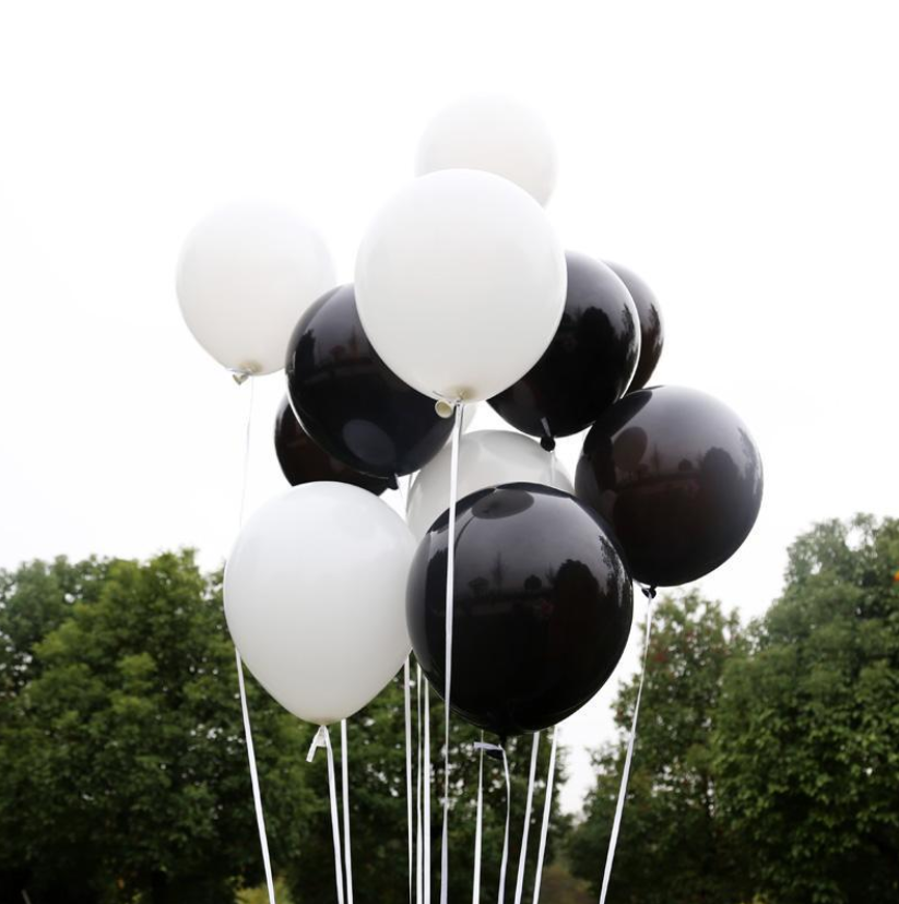 Black &amp; White Latex Balloon Bouquetwith Helium