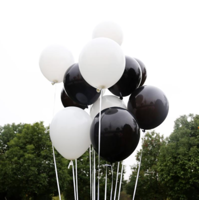 Black &amp; White Latex Balloon Bouquetwith Helium